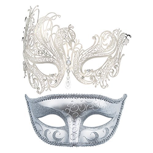 Amazon pop carnaval pareja máscara de baile de maquillaje hombre venecia máscara de halloween mitad cara pintada