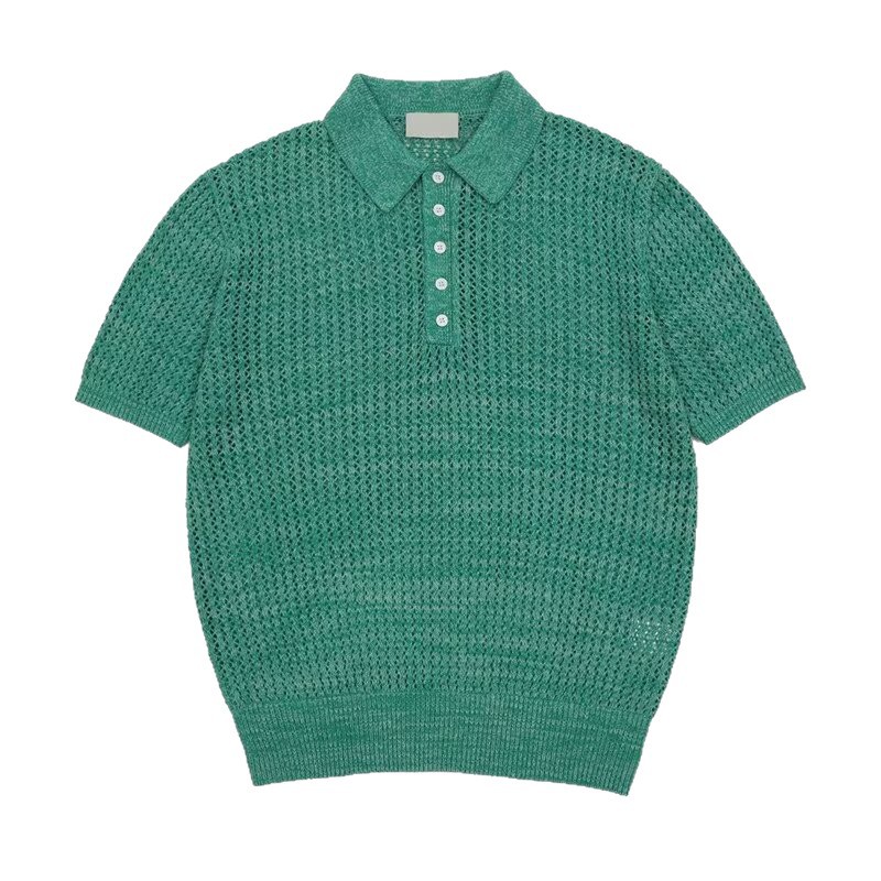 Polo camiseta de punto camiseta de manga corta camiseta de hombre solapa hueco textural viejo dinero viento hielo seda fábrica transfronteriza al por mayor