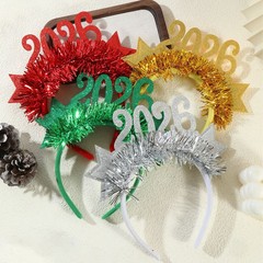 跨境发饰新款2025新年氛围感布艺发箍圣诞节派对跨年拍照道具头饰
