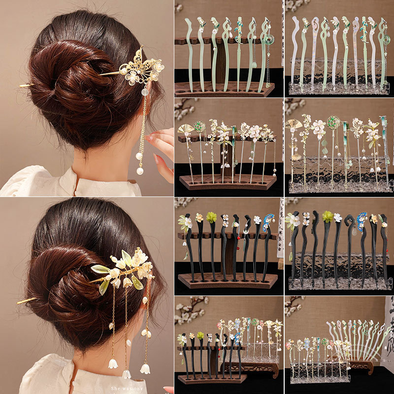 Estilo nacional nuevo estilo chino horquilla estilo antiguo sentido de alto nivel femenino 2025 nuevo estilo horquilla borla temperamento escalón horquilla tocado