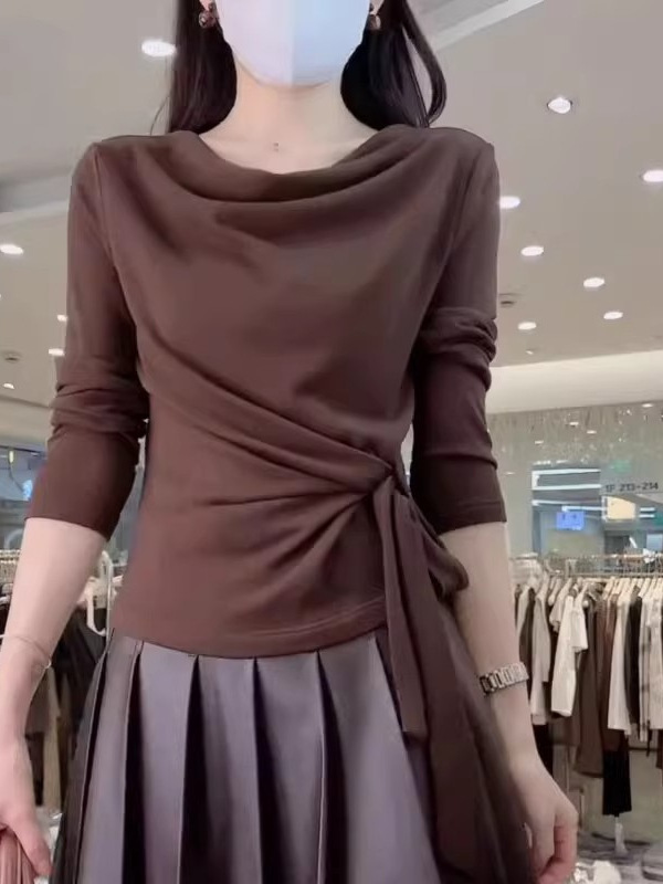 时尚chic辣妹修身显瘦长袖打底女初秋2025新款小个子减龄百搭上衣|undefined
