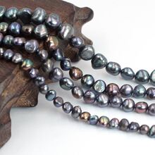 横档随形巴洛克两面光黑色淡水珍珠串珠通孔散珠饰品项链手链原料