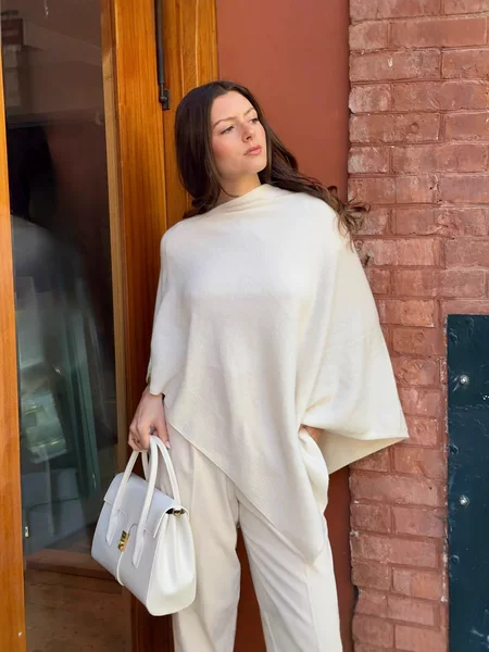 Agent Bat Sleeve Wool Blend Fashion Women's Cape Large Shawl Turtleneck Sweater Coat Cosplay Style Autumn and Winter New