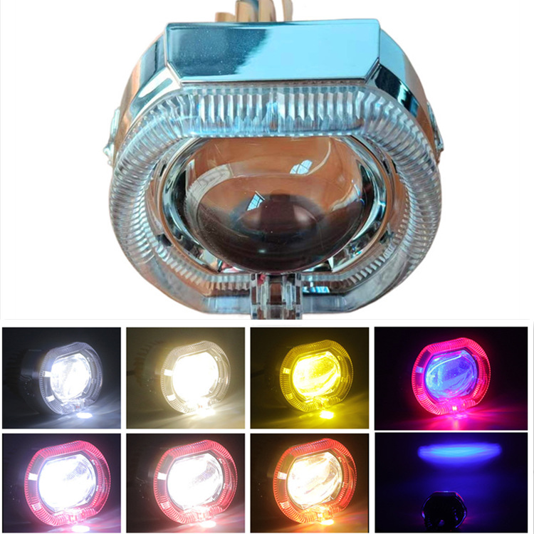 2.5inch寸摩托车电动车led通用内置大灯天使眼恶魔眼透镜远近射灯