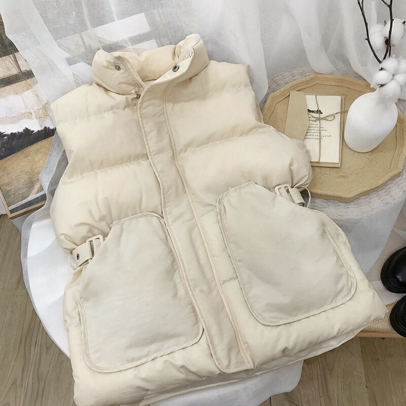 棉马甲女2025秋冬韩版小香风立领新款无袖棉服背心外穿马夹外套潮|undefined