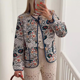 24 New Autumn and Winter Styles of European and American Personalized Fashion Large Size Loose Printed Cotton Outwears for Women