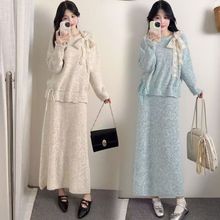 2025秋冬时尚洋气韩版两件套装显瘦洋气遮肉针织毛衣女衫上衣