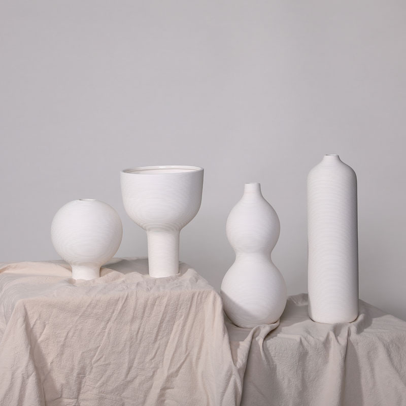 Nórdico simple blanco florero de cerámica salón comedor pasillo arreglo floral hogar creativo decoración suave adornos