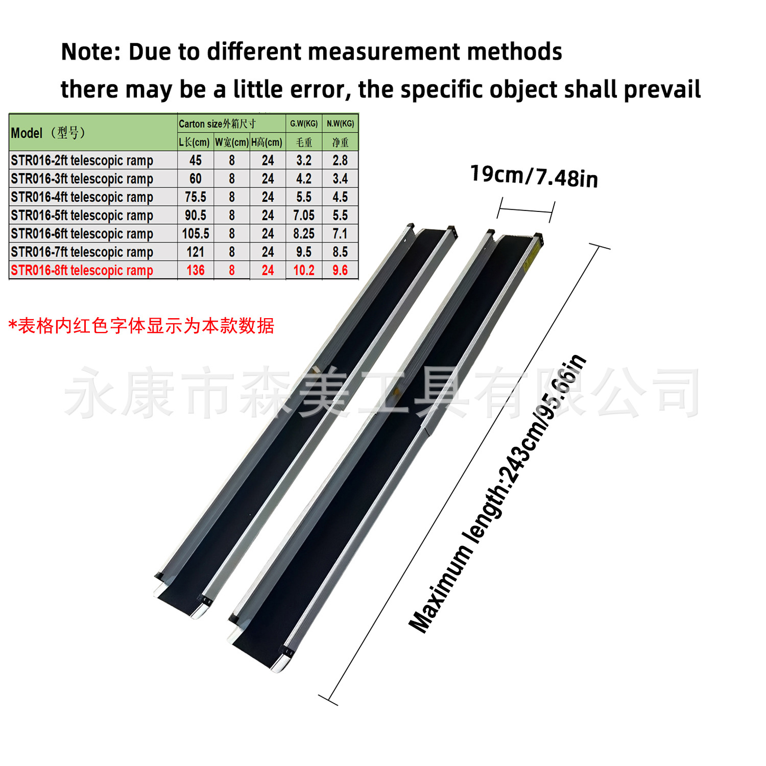 8FT(핸드백 포함 2개) 길이 240*폭 18.9cm, 단축 길이 136cm