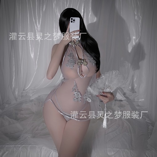 Lingerie with playful qipao, sexy backless, sheer belly band, themed underwear, uniform style, ancient style, plus size, passionate, dropshipping 1440
