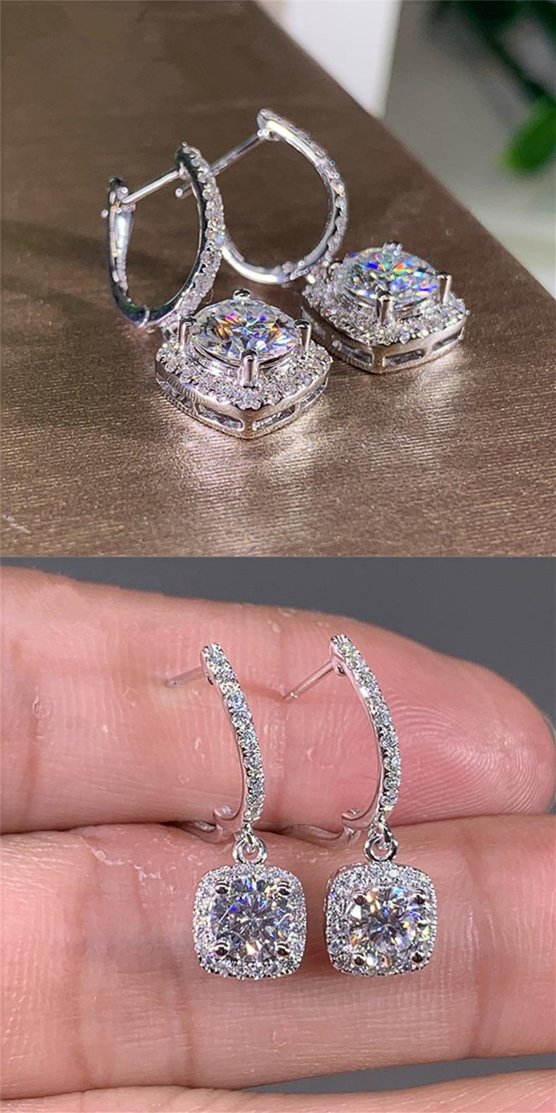 15g Weight Zircon Inlay Material Earrings Classification 1 Pair Quantity Shopping Occasion 1 Pair Simple Style Square Inlay Copper Zircon Earrings
