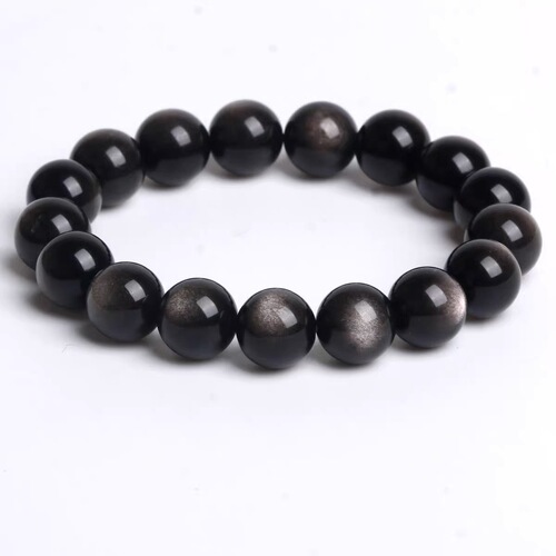 【Certificate Available】Natural Silver Glow Stone Beads DIY Stringing Material Accessories Obsidian Single Necklace Buddha