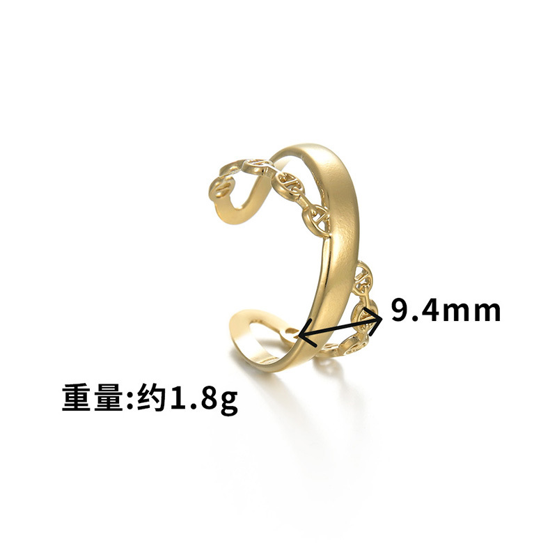 Fashion Pig Nose Buckle Stitching Open Adjustable Titanium Steel 14k Gold Ring display picture 1