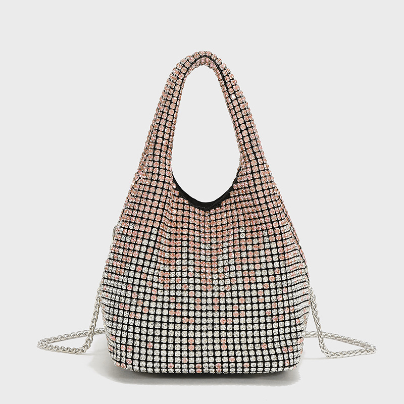 2025 New Starry Gradient Diamond-Encrusted Women's Handbag Multi-Color Banquet Bucket Bag Shoulder Crossbody Bag - Thumbnail 7