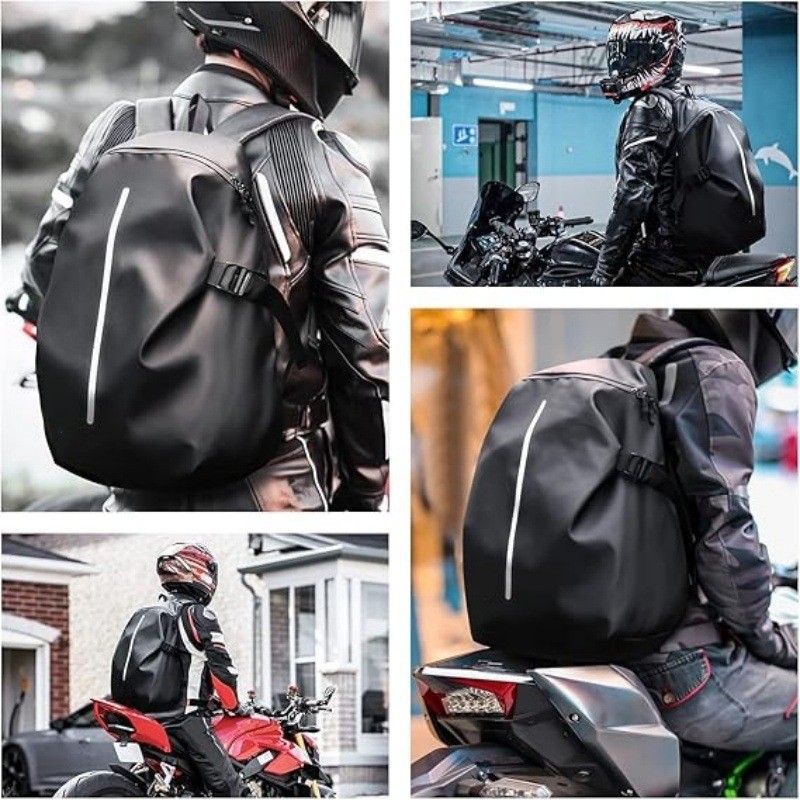 サイクリングバックパック、オートバイヘルメットバックパック、女性用オートバイライダーバッグ、撥水トラベルバッグ、男性用大容量|undefined