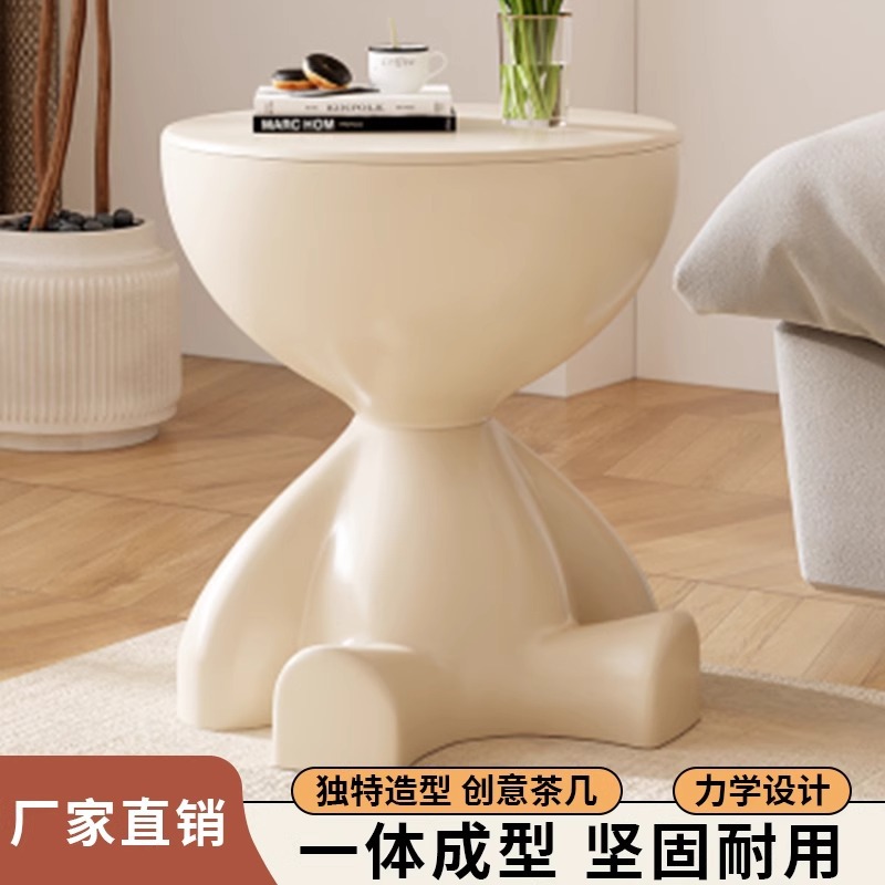 Gabinete lateral de sofá Sala de estar Mini balcón redondo creativo Mesa de centro pequeña móvil Dormitorio nórdico Mesa pequeña junto a la cama Mesa lateral