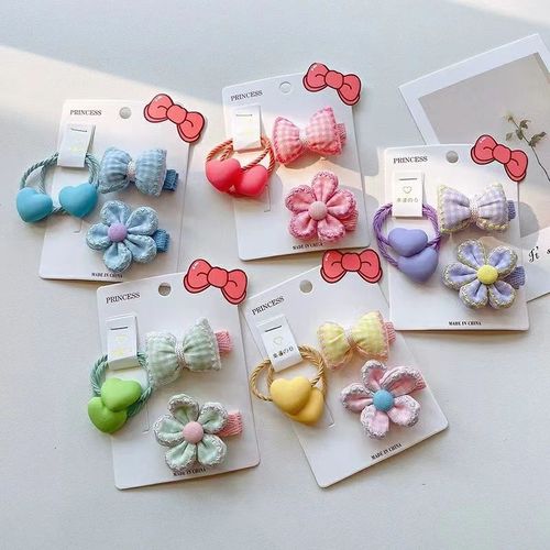 Girls' bow hair accessories, children's headband, rubber band, baby hair tie, hairpin set, hairpins do not hurt hair