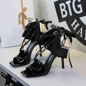 1297-1H108M European and American style super high heels fish mouth with ribbon bow, high-end feeling, wearing sandals f