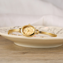 米娅复古女士小巧纤细表带手表格简约小金豆女士手链石英腕表外贸