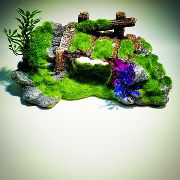 Factory fish tank resin moss bridge fish play cave decorative fish…