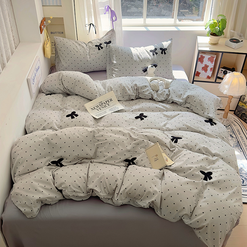 리본 폴카 도트 그레이