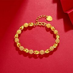 スターアクセサリーの銅の金メッキの仏珠の透かし彫りの光の面の精巧なブレスレットの女性の復古のブレスレットは工場の卸売りを生放送します。