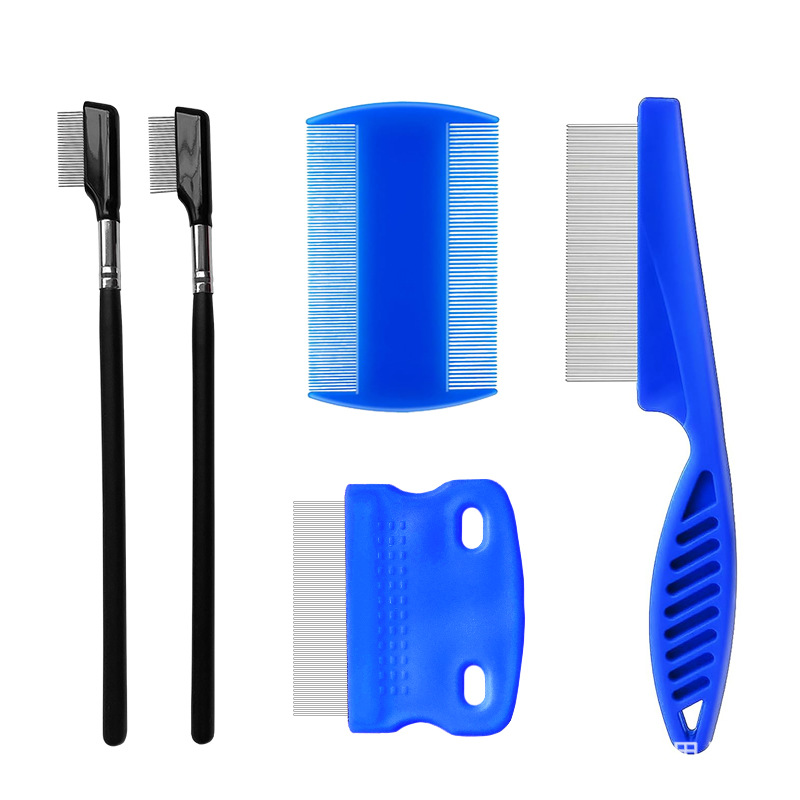 Peine para mascotas para eliminar pulgas, juego de 4 piezas, dientes densos de acero inoxidable, juego de limpieza facial, peine para gatos, suministros para perros, nuevo estilo transfronterizo