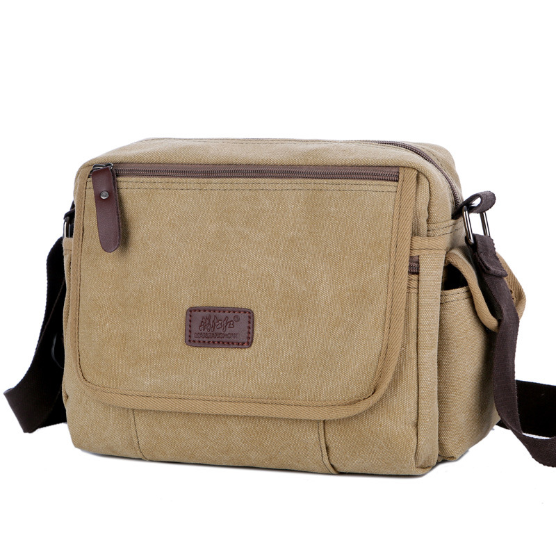 New Manjianghong Multifunctional Men's Canvas Bag Casual Bag All-match Retro Shoulder Bag Small Bag Crossbody Bag Wholesale
