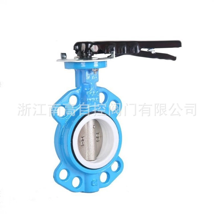 手柄对夹式衬氟蝶阀D71F46涡轮传动 耐腐蚀加厚阀体
