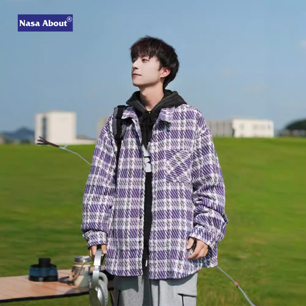 Nasa American High Street Autum Boys' Fashion Versatile Lapel Handsome Plaid Jacket Loose Casual Jacket Classy