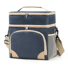 跨境热销双层冰包纯色简约便携可斜跨车载保温箱户外野餐保温包