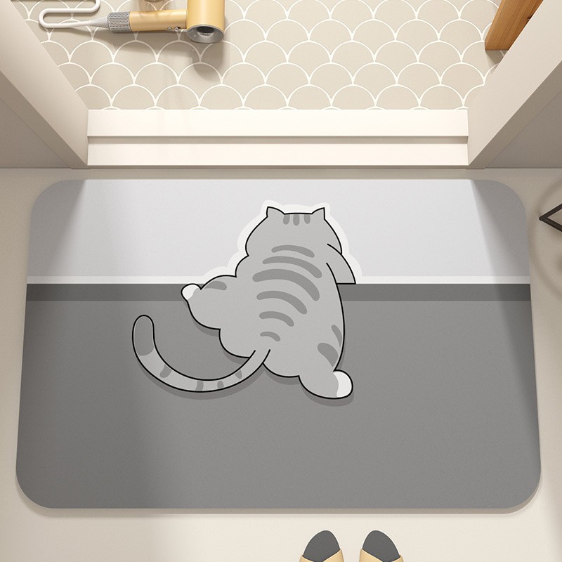 Cartoon Crawling Animal Bathroom Diatom Mud Floor Mat Toilet Bathroom Door Absorbent Foot Mat Wear-Resistant Entry Mat