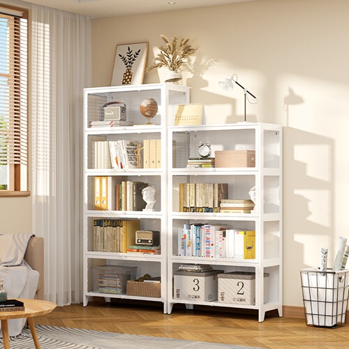 Bookshelf dust-proof glass door storage cabinet action figure display cabinet flip-top cabinet storage tin cabinet home steel bookshelf