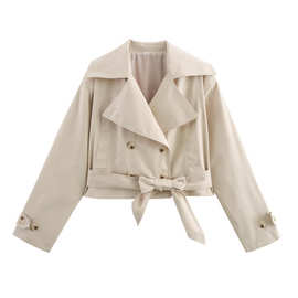 2025年春夏新款女风衣欧美风设计感机车短款款式夹克外套Y9-20028