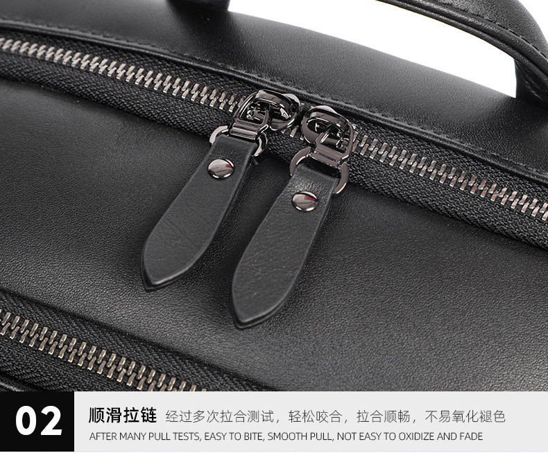 Ba lô nam da thật dệt tay thủ công, ba lô du lịch công sở dung tích lớn, ngăn máy tính 15,6 inch — Màu đen chi tiết 22