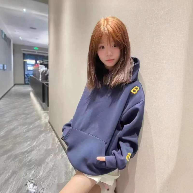 国潮牌美式字母刺绣连帽卫衣女秋冬薄款学生炸街设计感情侣上衣潮|undefined