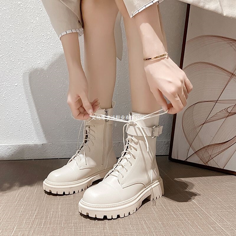 Genuine Soft Leather Martin Boots for Women, Mid-Calf Boots, 2025 New Thin Style, Height-Increasing Flat Thick-Soled Short Boots, Motorcycle Biker Boots for Men