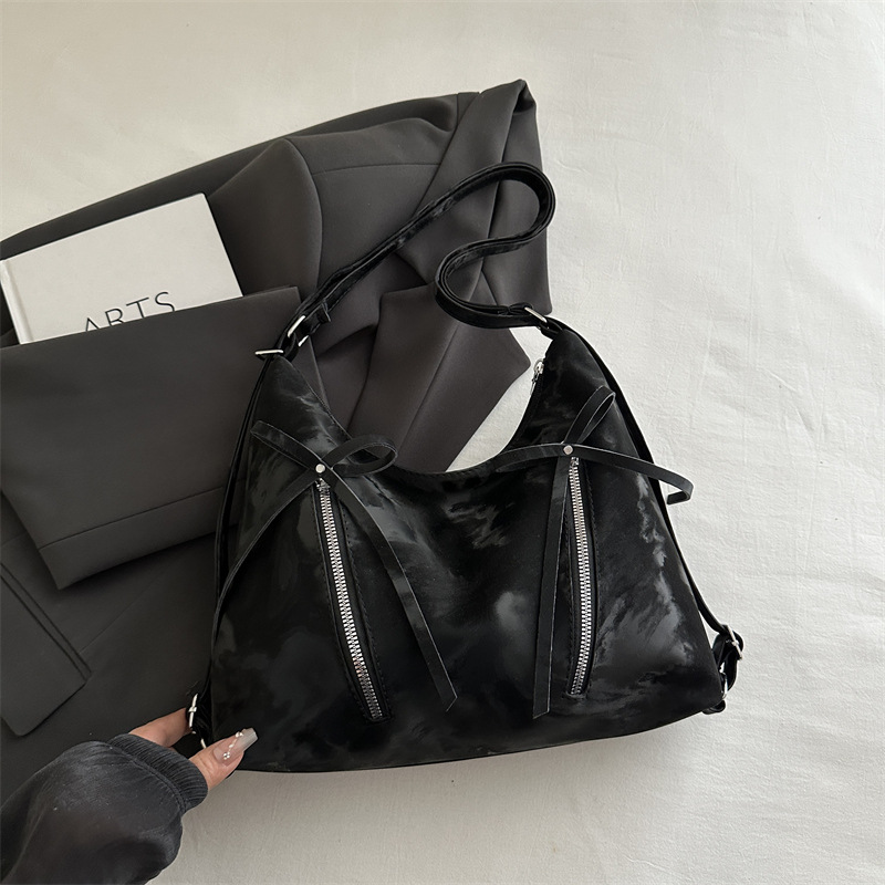 Bolsa de hombro retro suave pitot bolso arco 2025 nueva moda moda coreana bolsa de hombro de gran capacidad casual