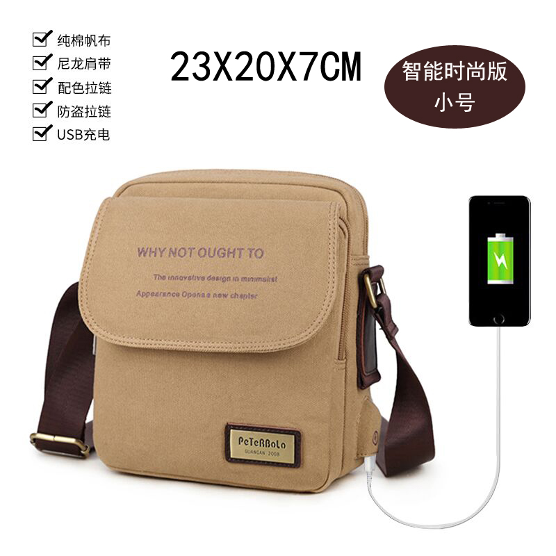 Bolso de lona para hombre, bolso de hombro, bolso de lona informal de estilo coreano para hombre, bolso cruzado de negocios, bolso cruzado pequeño, mochila, informal urbano