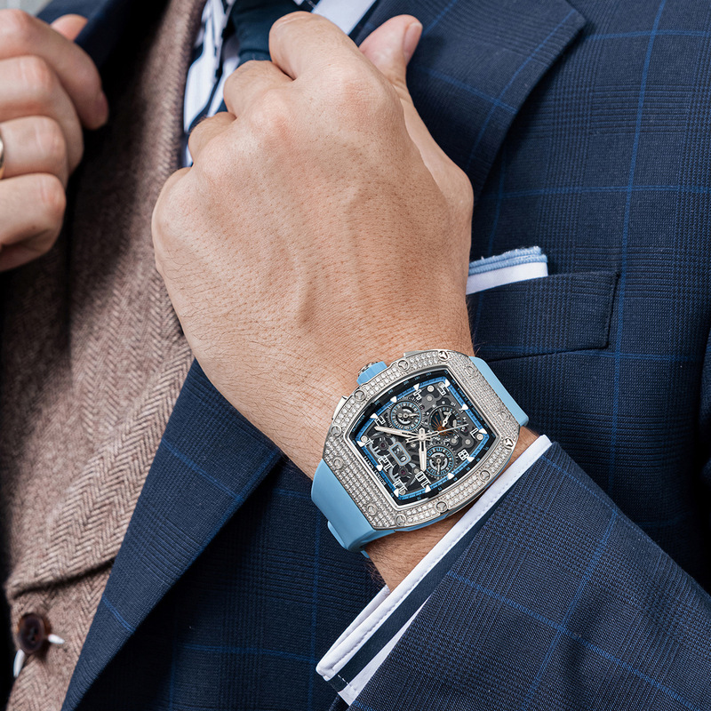 German Bugatti Brand Watch Barrel-Shaped Luminous Calendar Multi-Functional Waterproof Fashion Cross-Border Mechanical Watch