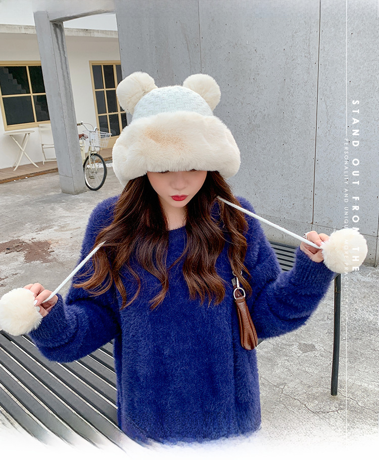 Dames wintermuts met pompon warme gebreide muts voor de herfst_voghion.com