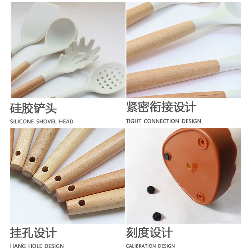 Transfronterizo 11 piezas de silicona de cocina antiadherente de silicona leche blanca de grado alimenticio conjunto de cocina de silicona al por mayor