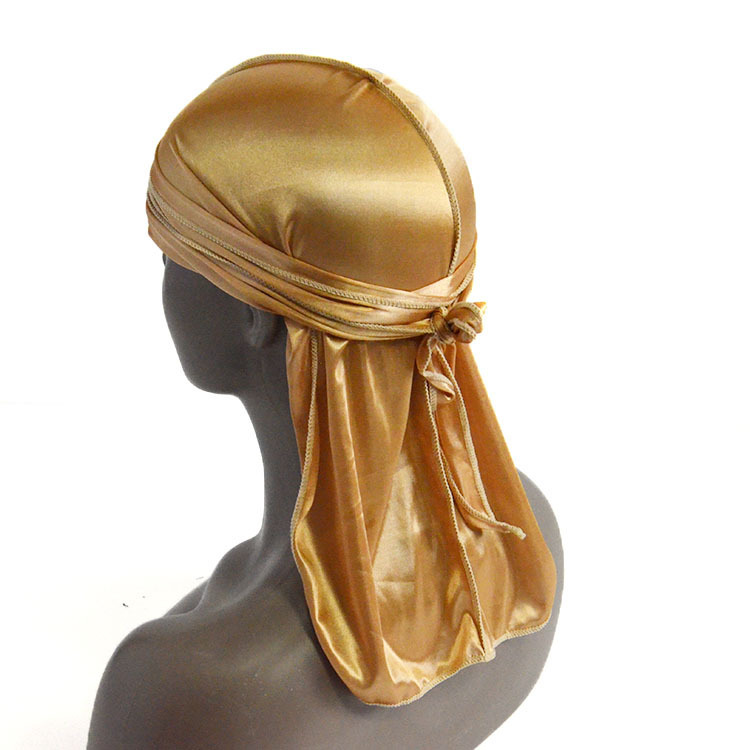 Amazon vende pañuelos elásticos en caliente, sombreros de baotou, sombreros piratas de seda, sombreros de cola larga hip hop silky durag