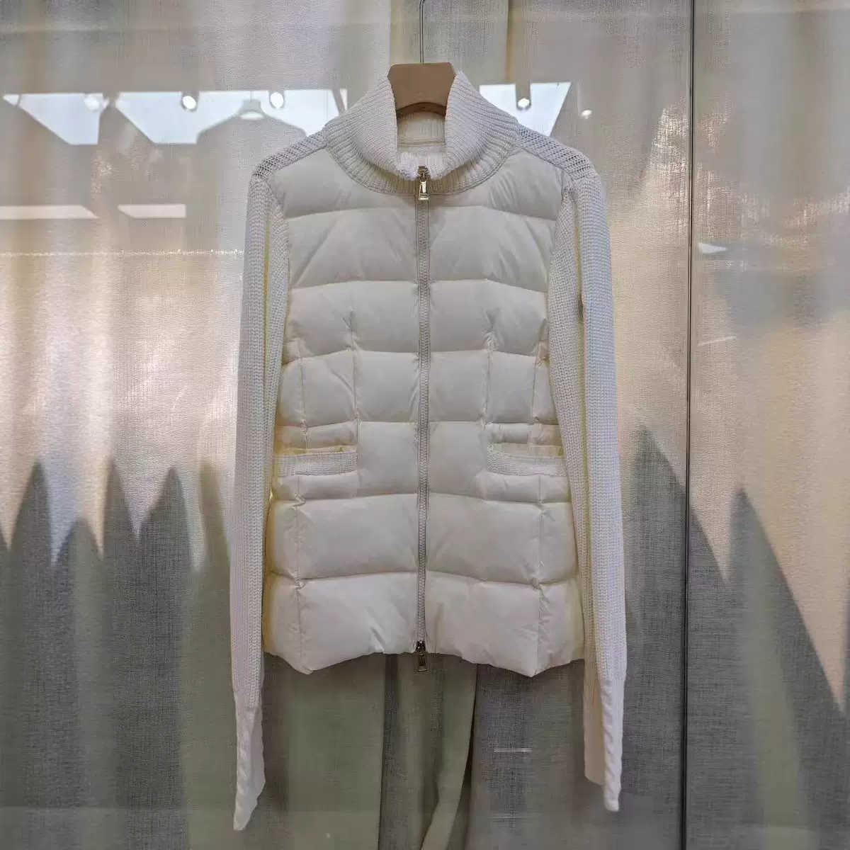 立领针织毛衣拼接修身时尚百搭羽绒服蒙家2025年冬季新款防寒