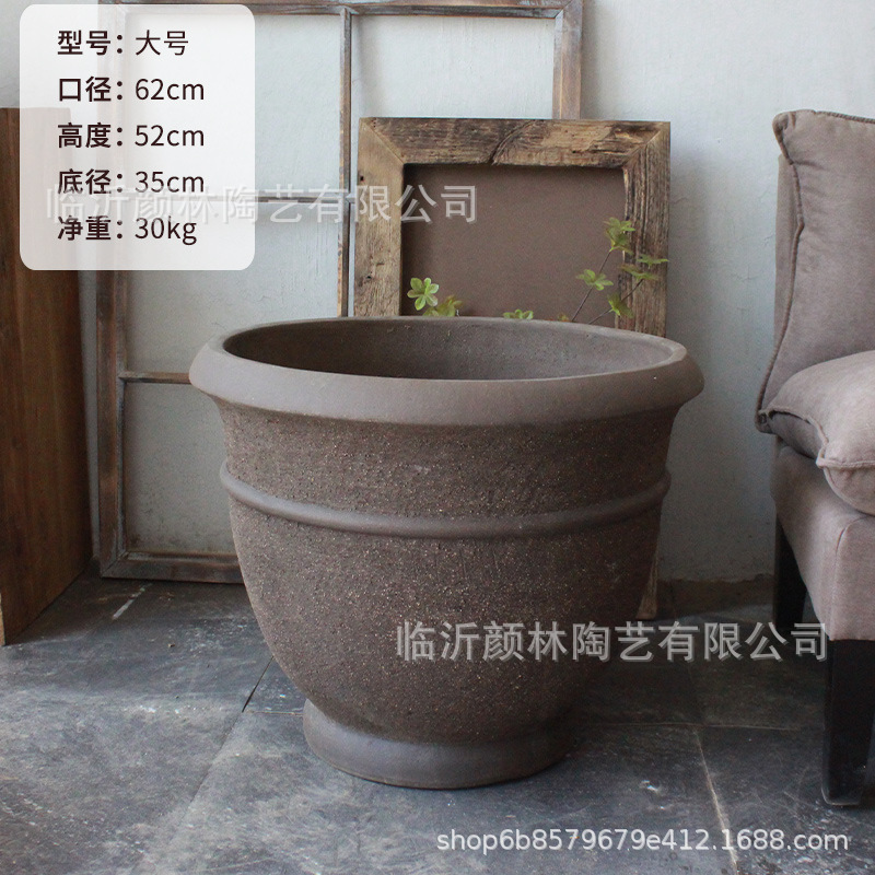 Plantas grandes macetas decoración de la villa de hierro árboles grandes macetas de arena púrpura macetas de cerámica gruesa macetas de cerámica marrón maceta