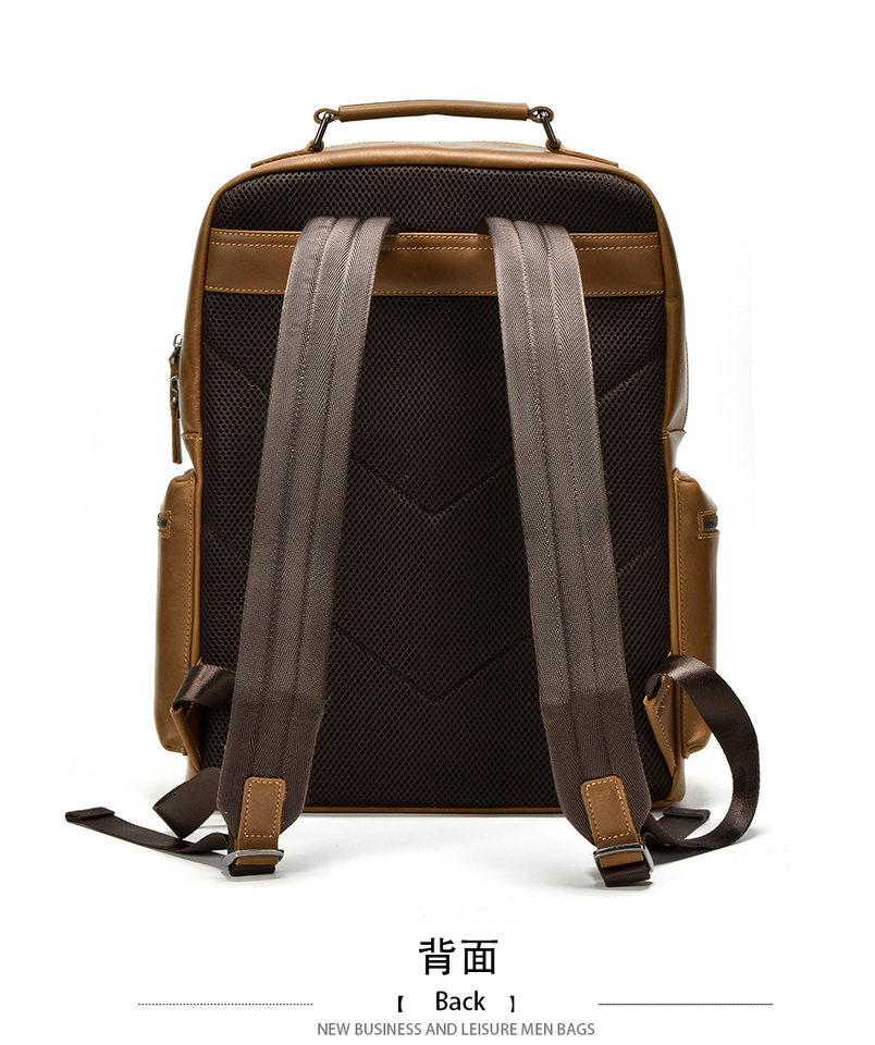 Ba lô da bò thật phong cách retro, đựng vừa laptop 14 inch, dung tích 20L — Màu nâu chi tiết 11