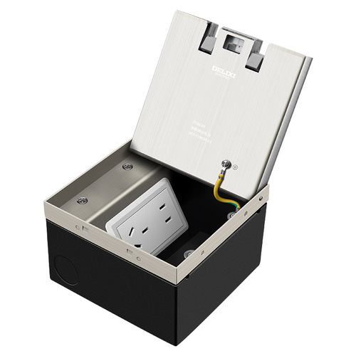 Delixi embedded floor socket invisible stainless steel flat hidden hidden ultra-thin hidden waterproof ground socket