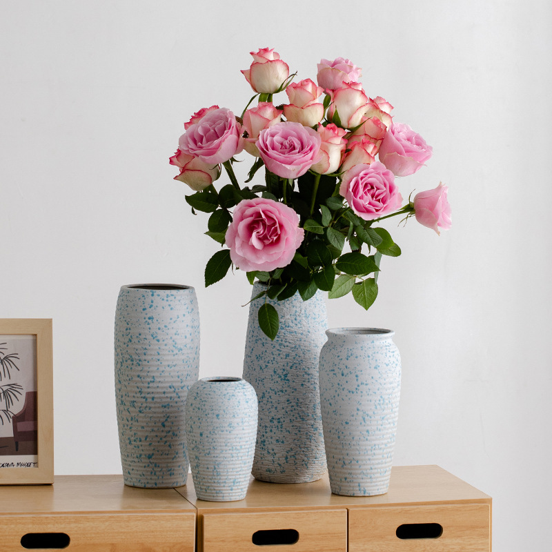 复古创意陶瓷装饰花瓶干花鲜花餐桌客厅玄关插花摆件花器陶罐