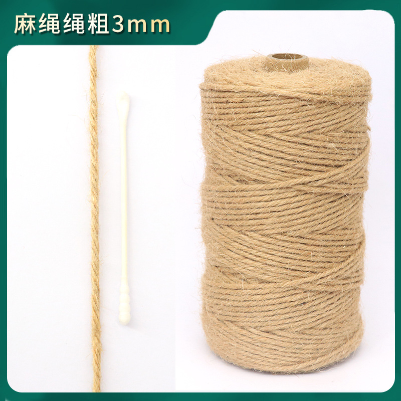 Cuerda de cáñamo gruesa para manualidades, decoración de jarrones, etiquetas, cuerda para atar, material para rascador de gatos de pared