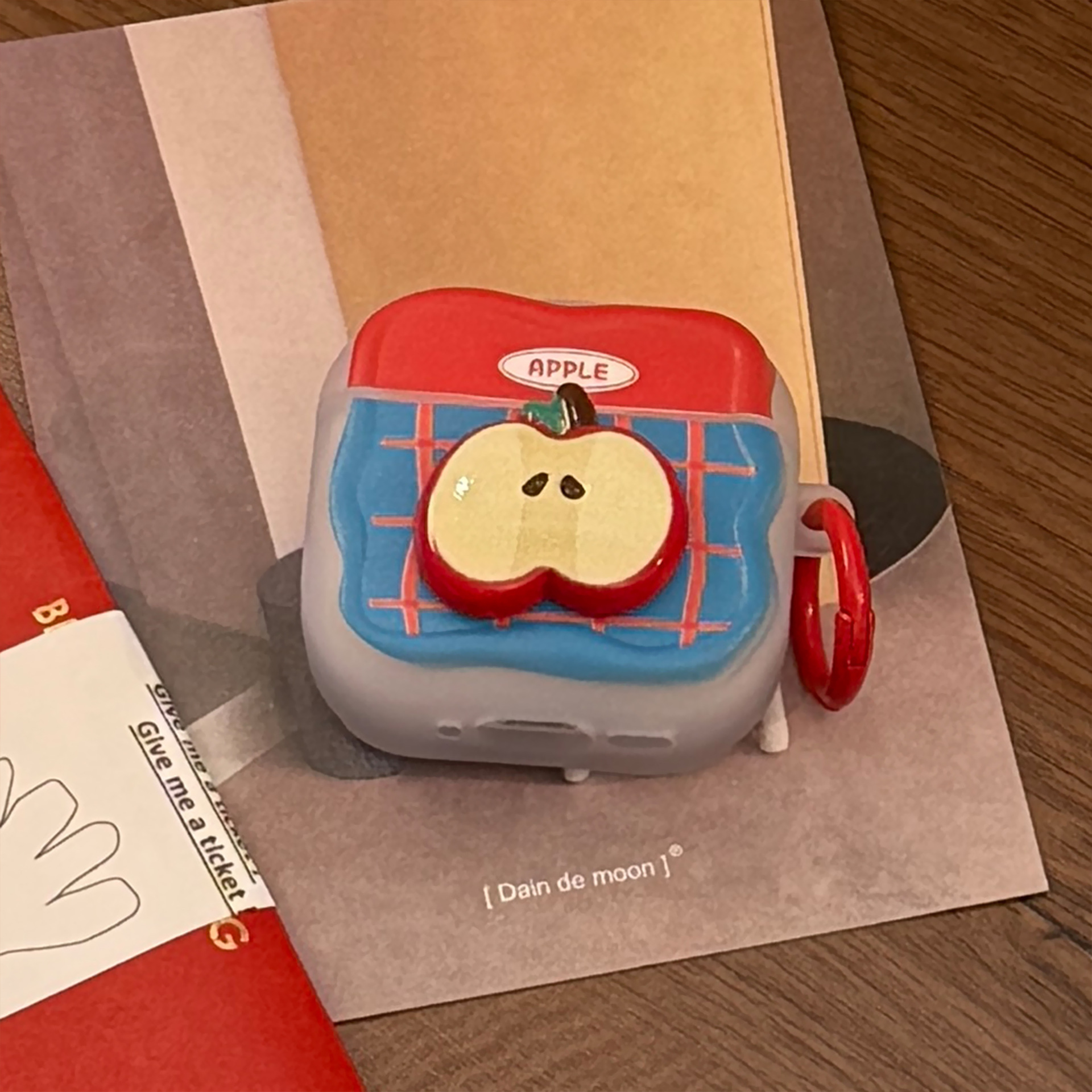 Ins color de contraste Apple estereoscópio para airpods3 auriculares pro 2 cubierta inalámbrica bluetooth 4 generación 1 anillo colgante